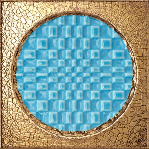 citta di faenza decoro oro geo azzurro wall tile