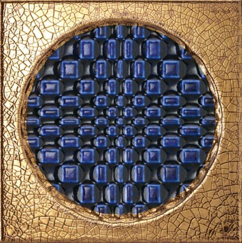 citta di faenza decoro oro geo blu wall tile